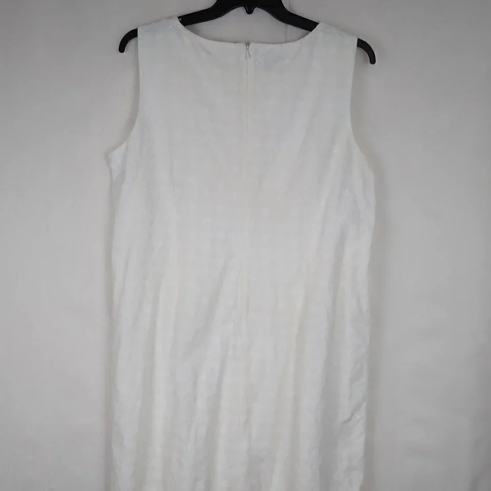 Talbots | Embroidered Eyelet Sheath Sleeveless Ivory White Dress | Size 18 - Picture 7 of 13